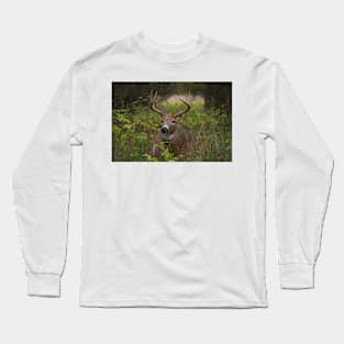 Bullet Buck Takes a Break - White-tailed Deer Long Sleeve T-Shirt